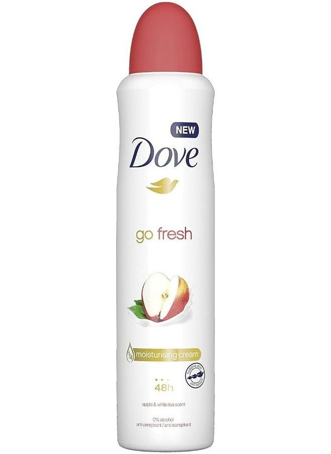 Dove - Deodorant Spray Go Fresh Moisturising Cream Apple And White Tea White-Red 250ml - Image 1