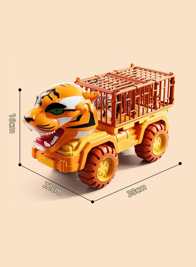 Vixplorn 16 pcs Tiger transport truck set Construction truck set Children's trailer toy Truck set Construction truck toy Inertia-driven Birthday gift Boys' toy - Image 2
