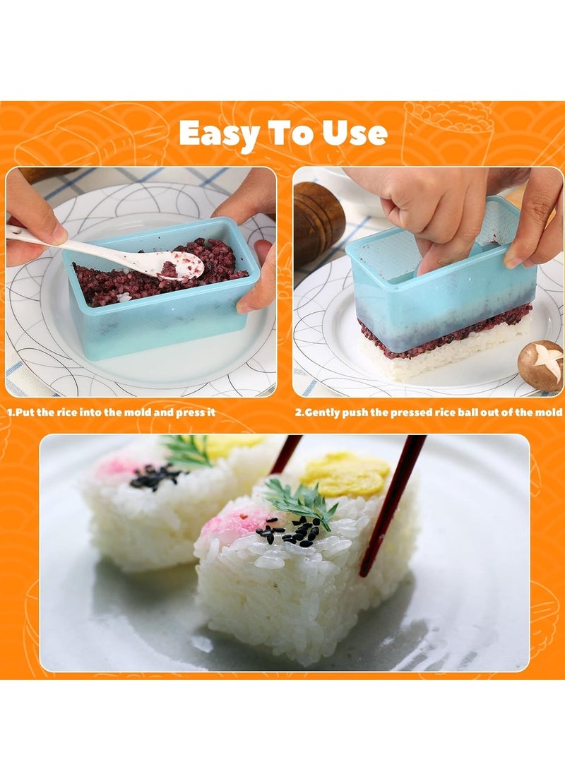 KASTWAVE - Sushi Press Mold, Non Stick Rectangular Spam Musubi Maker Mould Rice Mold Cake Mold Luncheon Meat Press Mold Box for Home Party School Kitchen Restaurant DIY Mold 2Pcs (Blue) - Image 1