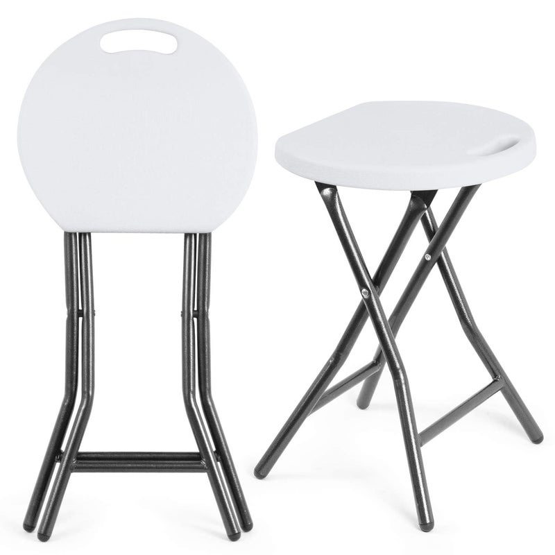 EXOMOON EXOMOON 4 Pack Folding Stool with Double Bars Frame 550lb Capacity 18 Inch Plastic Foldable Stool Set of 4 Portable Collapsible Round Stool for Adults Kitchen Garden 