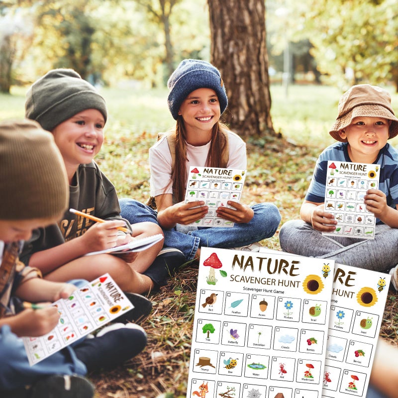 Hoolerry 30 Pcs Nature Scavenger Hunt for Kids Road Trip Game Car Spring Summer Easter Scavenger Hunt Cards Travel Activities Camping Games Outdoor Indoor Seek Activity for Kids Adults(Nature) - Image 5