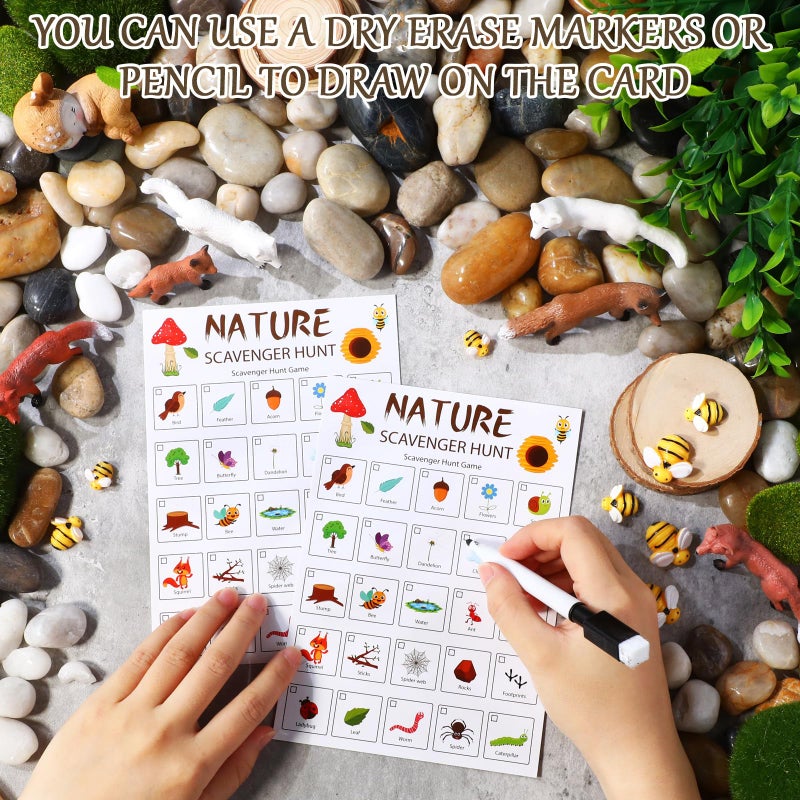 Hoolerry 30 Pcs Nature Scavenger Hunt for Kids Road Trip Game Car Spring Summer Easter Scavenger Hunt Cards Travel Activities Camping Games Outdoor Indoor Seek Activity for Kids Adults(Nature) - Image 3