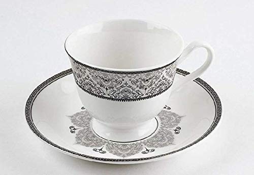 Home-Cart Beautifully Design Bone China Tea Coffee Cup with Saucer Plate Set 12 Pieces (White) - Image 1