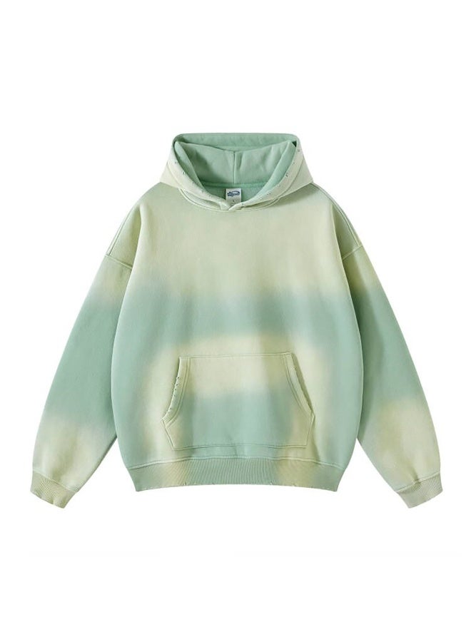 NIBEMINENT Autumn and Winter Washing Spray Dyeing Baggy Hoodies Distressed Hip Hop Gradient Men's and Women's  Hooded Sweatshirts - Image 1