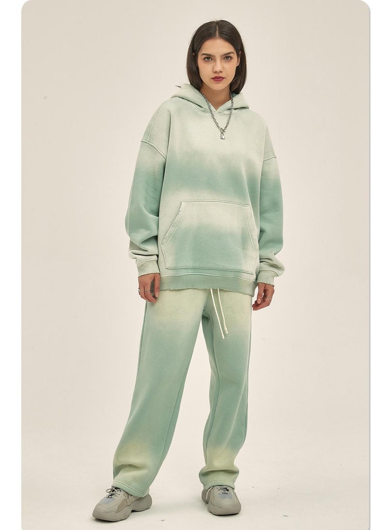 NIBEMINENT Autumn and Winter Washing Spray Dyeing Baggy Hoodies Distressed Hip Hop Gradient Men's and Women's  Hooded Sweatshirts - Image 2