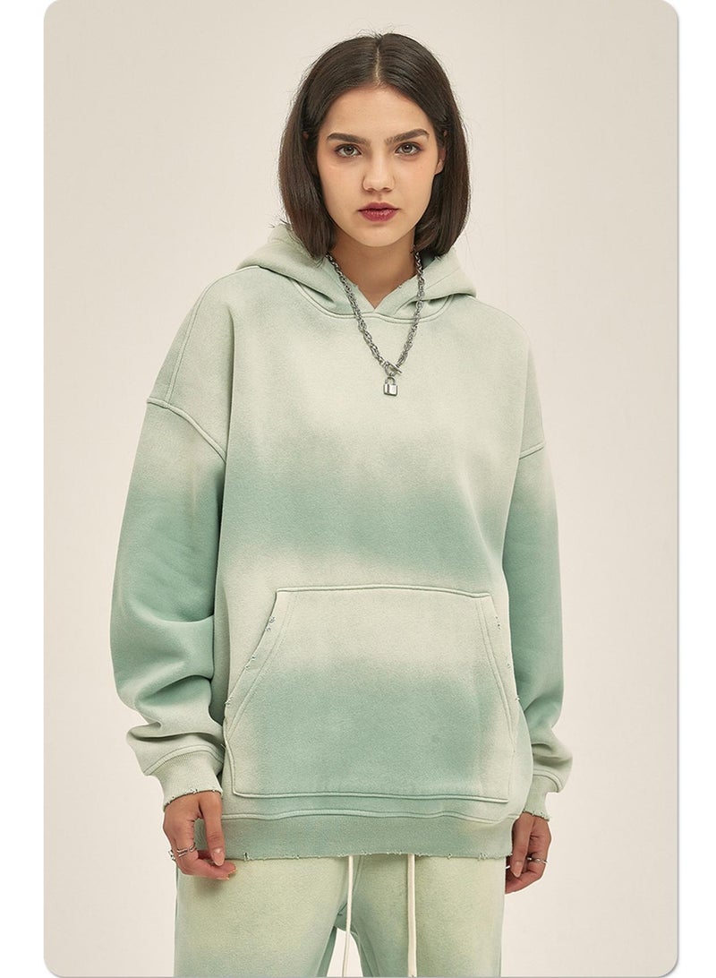 NIBEMINENT Autumn and Winter Washing Spray Dyeing Baggy Hoodies Distressed Hip Hop Gradient Men's and Women's  Hooded Sweatshirts - Image 3