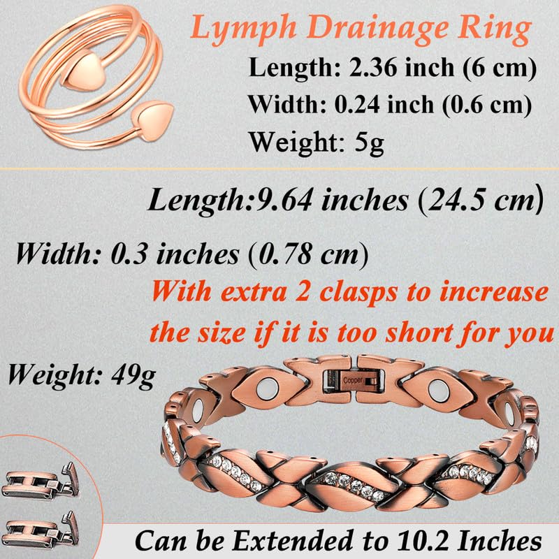 Cigmag Copper Anklet for Women Ultra Strength Pure Copper Anklet Bracelet for Feet Adjustable(crystal) - Image 5