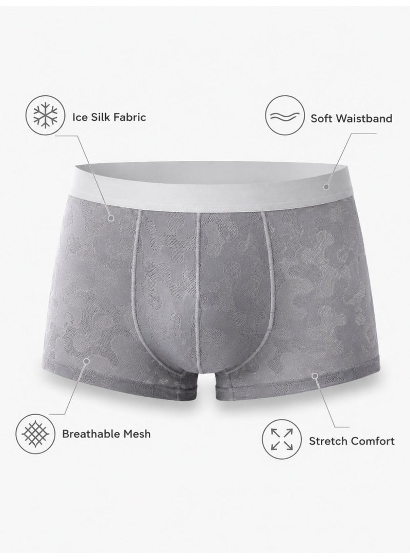 4 Pack Men's Ice Silk Boxer Briefs Antibacterial Seamless Ultra-Thin Moisture Wicking Cooling L-3XL Summer Daily Wear - Image 3