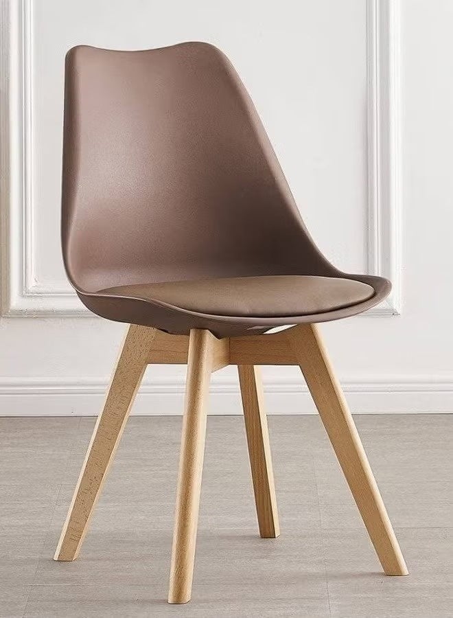 Taimi 3-Piece Dining Set, Modern Square Dining Table with 2 Elegant Chairs | Solid White Wood Table 80x80x72cm with 2 Brown Mid Century Soft Padded Seats and Wooden Legs - Image 4