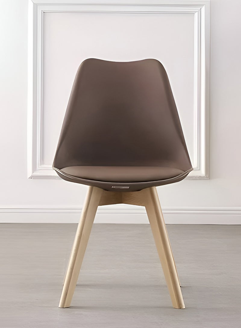 Taimi 3-Piece Dining Set, Modern Square Dining Table with 2 Elegant Chairs | Solid White Wood Table 80x80x72cm with 2 Brown Mid Century Soft Padded Seats and Wooden Legs - Image 5