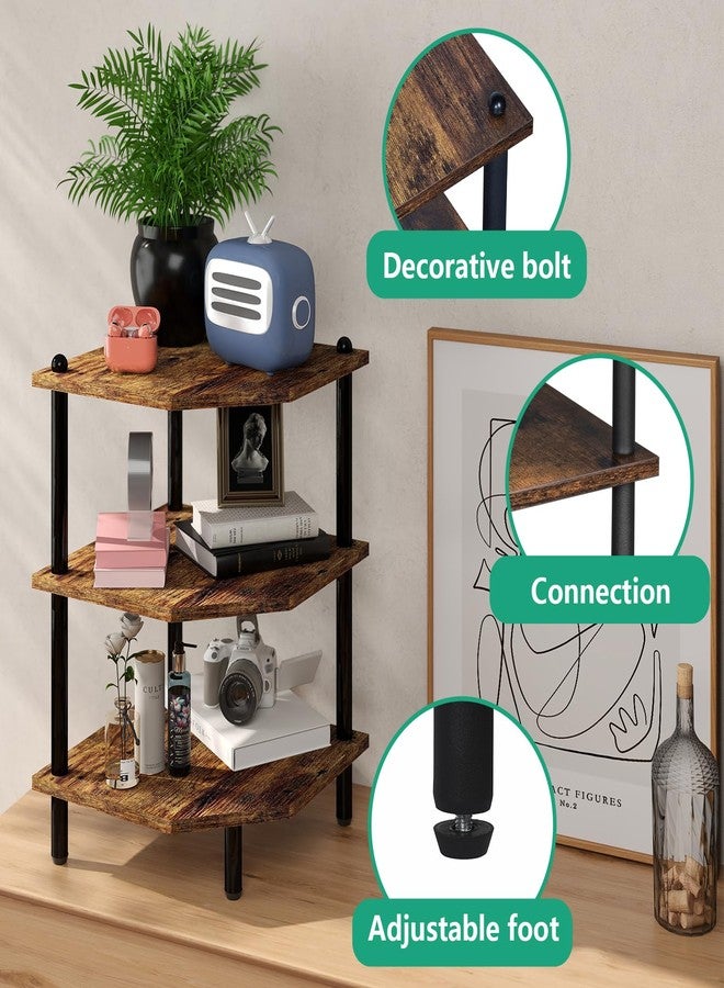 MOFAIN Desktop Corner Stand Shelf for Storage, 3 Tier Corner Shelf Organizer, Rustic Brown Rack for Small Spaces, Bedroom, Home Office, Kitchen, Bathroom - Image 4