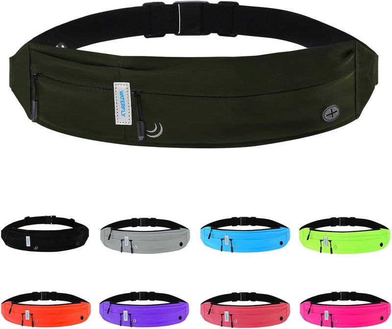 WATERFLY Running Belt Fanny Pack: Runner Marathon Jogging Waist Pack Sport Workout Exercise Fitness Phone Holder Belt for Men Women Jogger Slim Waistband - Image 1