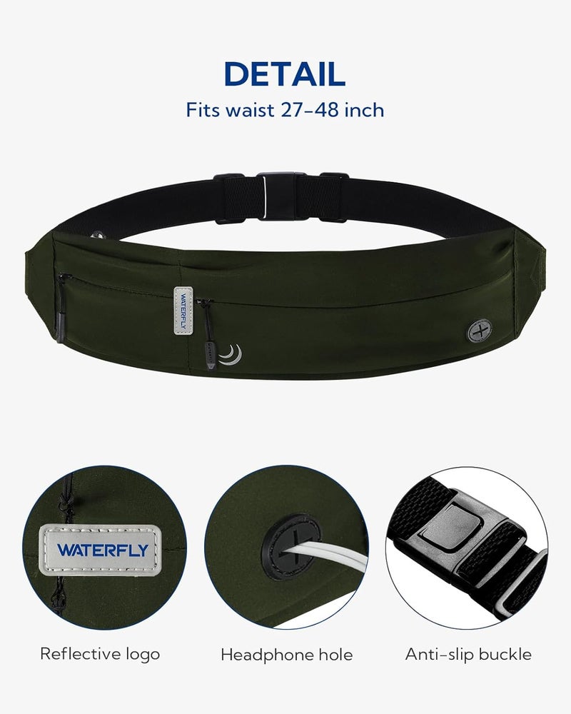 WATERFLY Running Belt Fanny Pack: Runner Marathon Jogging Waist Pack Sport Workout Exercise Fitness Phone Holder Belt for Men Women Jogger Slim Waistband - Image 5