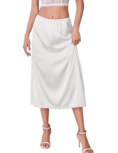 Avidlove Womens Underdress Half Slip Snip-It 36" Anti-Cling Lace Underskirt(White,Small) - Image 1