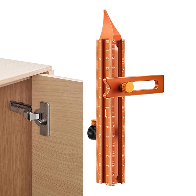 أداة قياس خشبية رباعية الجوانب مسطرة معدنية دقيقة للنجارة والبناء والقطع المائل - Image 1