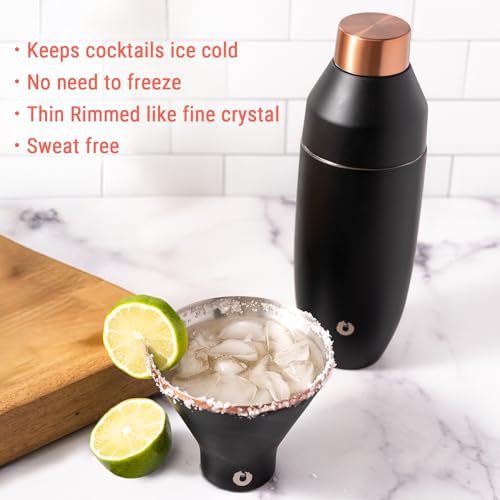 SNOWFOX Premium Vacuum Insulated Stainless Steel Martini Glass, Set of 2, Martinis Stay Icy Cold, Stemless Cocktail Glasses, Elegant Home Entertaining, Bold Beautiful Barware Set, 8 oz, Lime - Image 3