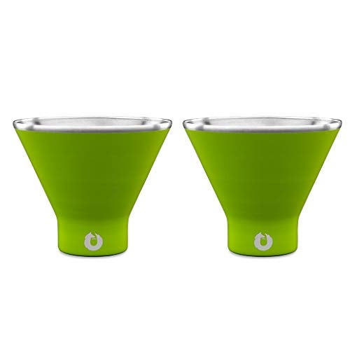 SNOWFOX Premium Vacuum Insulated Stainless Steel Martini Glass, Set of 2, Martinis Stay Icy Cold, Stemless Cocktail Glasses, Elegant Home Entertaining, Bold Beautiful Barware Set, 8 oz, Lime - Image 1
