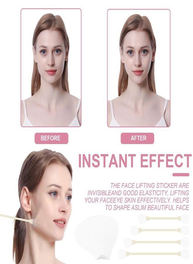 Face Lift Tapes, Facial Lifting Stickers, (4pcs bands, 20pcs tapes) Invisible V faced Lifting Facial Skin Face Rescue Instant Correcting Strips Anti-Wrinkles - Image 4