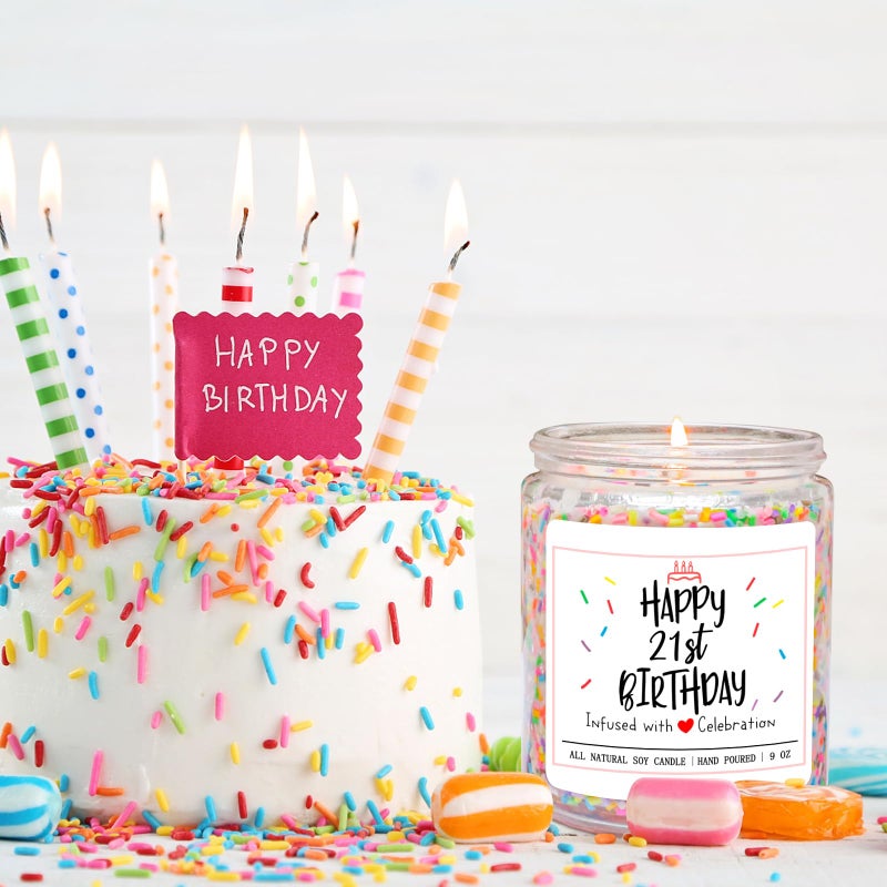 Homsolver 21st Birthday Gifts for Her, Perfect Ideas Happy Birthday Presents for Women, Friends, Sister, Daughter, Vanilla Cream Scent Handmade Aromatherapy Candle Decorations - Image 2