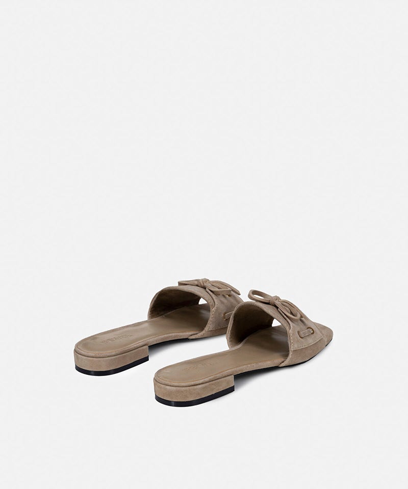 Ipekyol Suede-Leather Slippers with Bow - Image 4