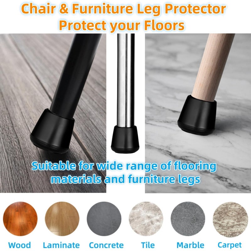 Furnigear 7/8" Chair Leg Tips Caps, Non-Slip Rubber Leg Tips, Stool Leg Protectors Cap, Folding Metal Chair Leg Tip Replacement, Chair Leg Floor Protectors Round Black, 12 Pack - Image 4