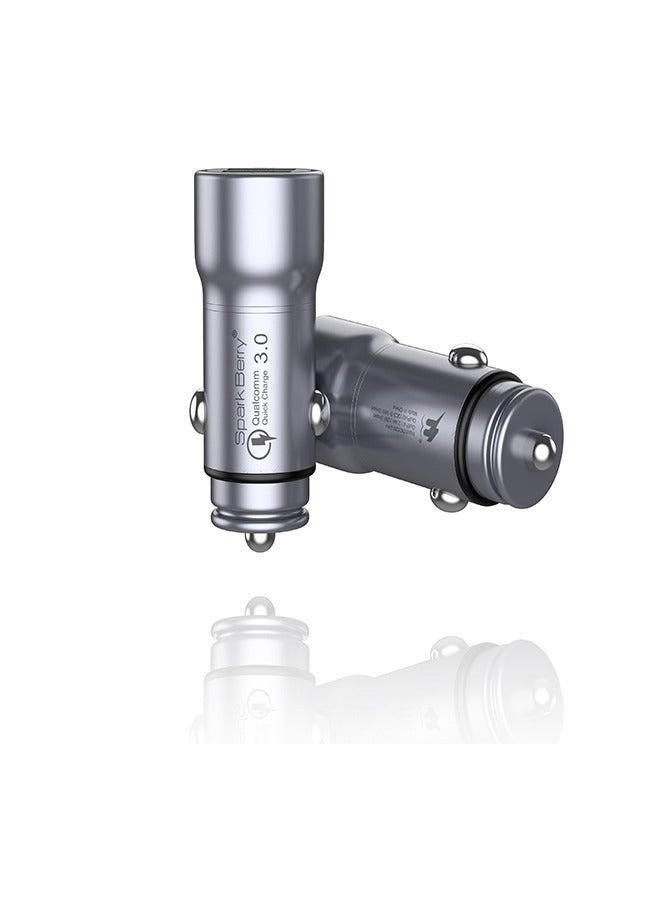 سبارك بيري شاحن سيارة ليد 2 منفذ (USB + USB) 30 وات (فضي) - Image 1