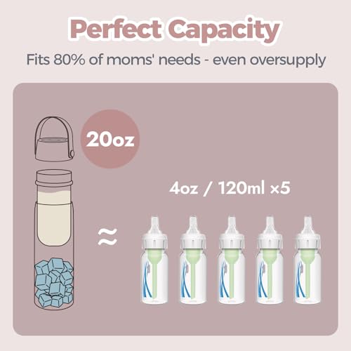 HEYTRIP Vacuum Insulated Breastmilk Cooler Bottle, 20oz Stainless Steel Portable Breastmilk Chiller, Reusable Storage Container Keeps Milk Fresh for 36+ Hours, TSA Approved, Rosy Azure - Image 4