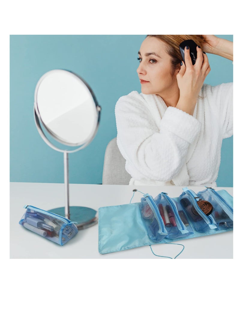 Excefore Small Makeup Bag for Women - Portable Cosmetic Bag for Travel Toiletry Bag Organizer, Rolling Make Up Bag with 4 Detachable Storage Bags for Cosmetics Accessories (Pink) - Image 2