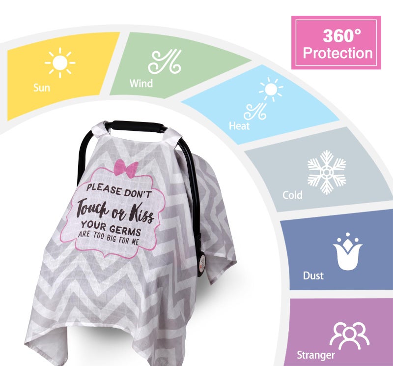 Metplus Muslin Carseat Cover for Babies,Breathable Infant Carseat Cover Lightweight Baby Carrier Cover for Girls Boys, Fit Spring Summer/Hot Days/Warm Weather - Image 3