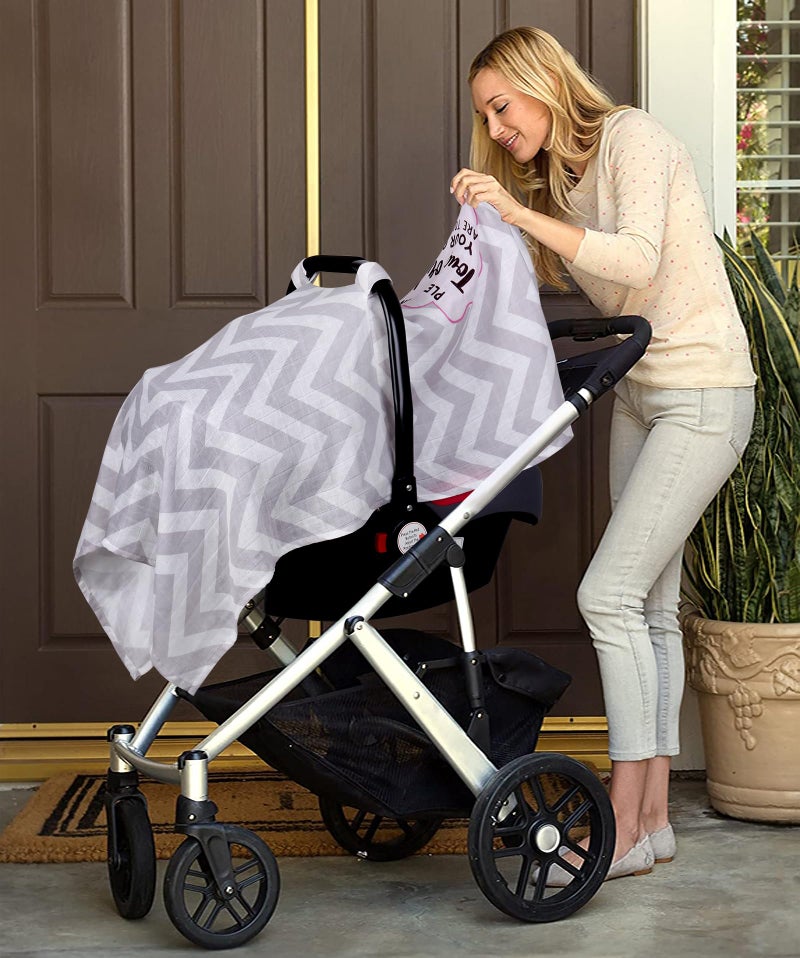 Metplus Muslin Carseat Cover for Babies,Breathable Infant Carseat Cover Lightweight Baby Carrier Cover for Girls Boys, Fit Spring Summer/Hot Days/Warm Weather - Image 5