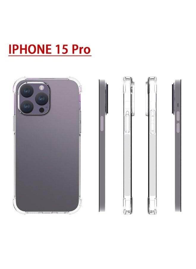 IDEWEI - iphone 15 Pro Case, Slim Flexible TPU Airbag Bumper Shock Absorption Rubber Soft Silicone Case Cover Fit for Apple iphone 15 Pro (Clear) - Image 1