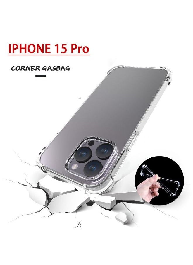 IDEWEI - iphone 15 Pro Case, Slim Flexible TPU Airbag Bumper Shock Absorption Rubber Soft Silicone Case Cover Fit for Apple iphone 15 Pro (Clear) - Image 1