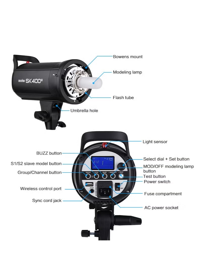 Godox Professional Compact 400Ws Studio Flash Strobe Light Built-in Godox 2.4G Wireless X System GN65 5600K with 150W Modeling Lamp for E-commerce Product Portrait Lifestyle Photography - Image 4