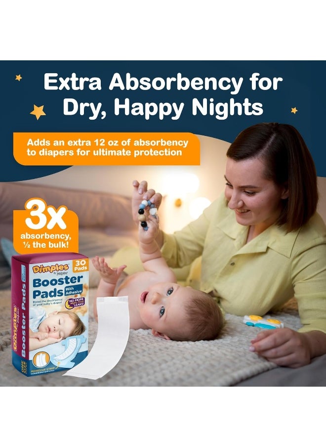 Inspire - Inspire Dimples Booster Pads, Baby Diaper Doubler with Adhesive - 1 Size Fits All Diapers - Boosts Diaper Absorbency - No More leaks 90 Count (with Adhesive for Secure Fit) - Image 1