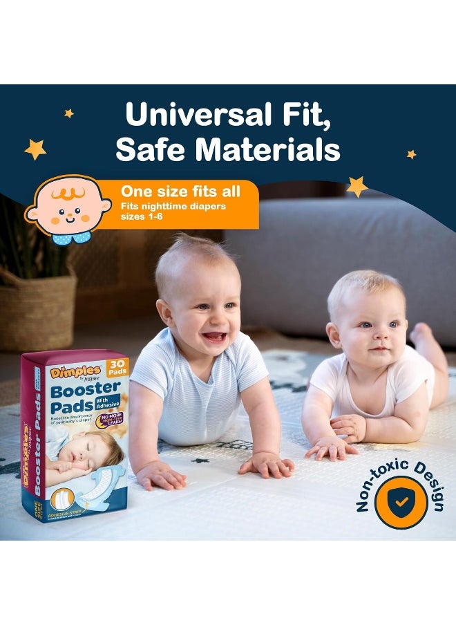 Inspire - Inspire Dimples Booster Pads, Baby Diaper Doubler with Adhesive - 1 Size Fits All Diapers - Boosts Diaper Absorbency - No More leaks 90 Count (with Adhesive for Secure Fit) - Image 1