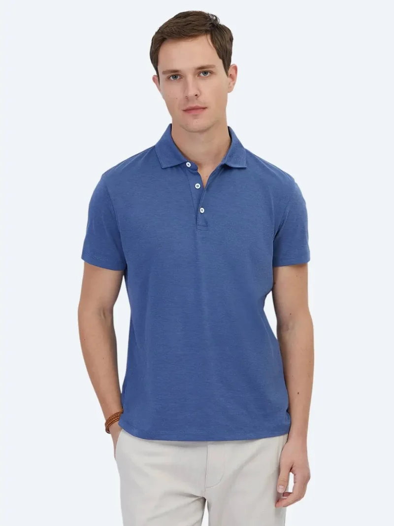 كيب تيشيرت أزرق بياقة بولو مصنوع من مزيج القطن