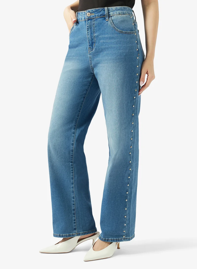 جينجر High Rise Straight Fit Jeans