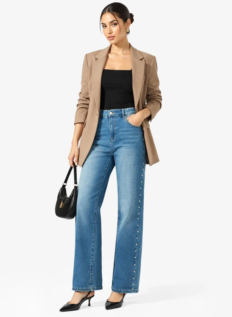 High Rise Straight Fit Jeans