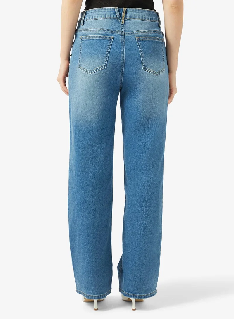 Ginger  High Rise Straight Fit Jeans for Women | Best Price UAE
