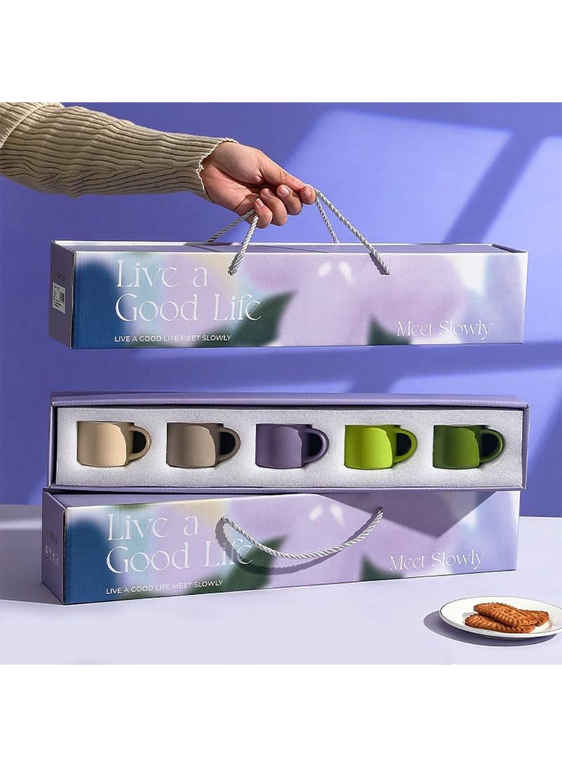 GT-Wheel 5 Coffee Mugs 80ml Stack able Espresso Cups Ceramic Mugs for Specialty Coffee Drinks - Image 1