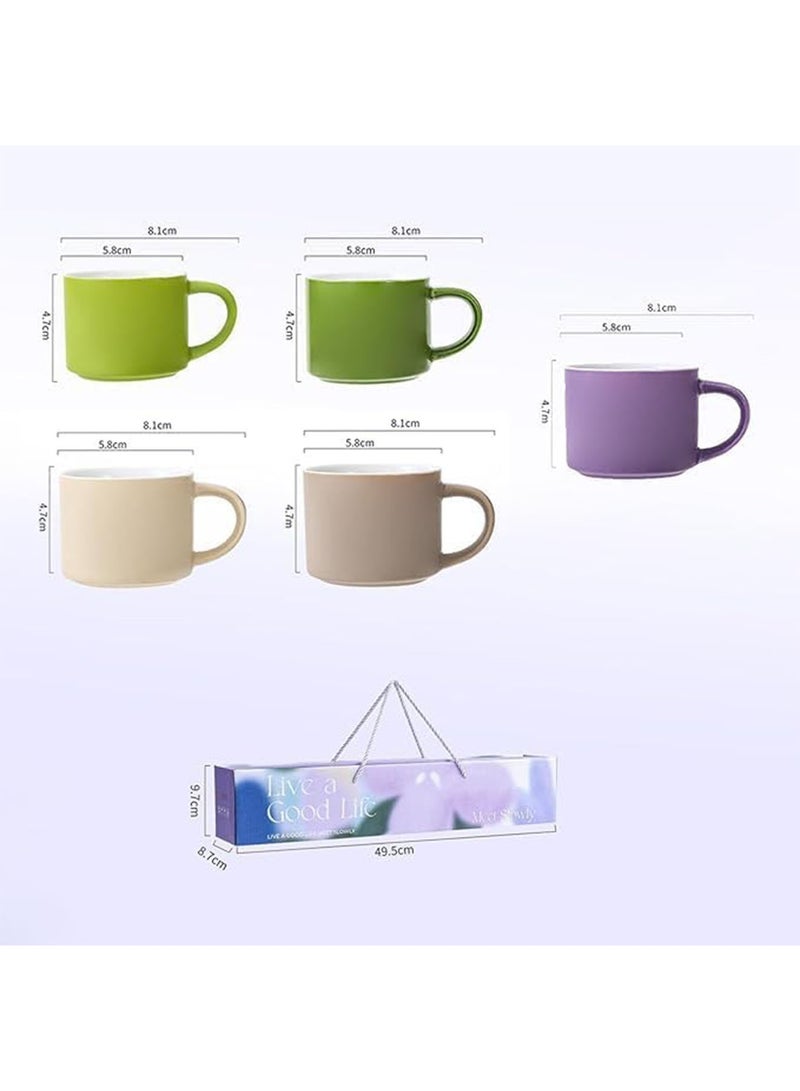 GT-Wheel 5 Coffee Mugs 80ml Stack able Espresso Cups Ceramic Mugs for Specialty Coffee Drinks - Image 2