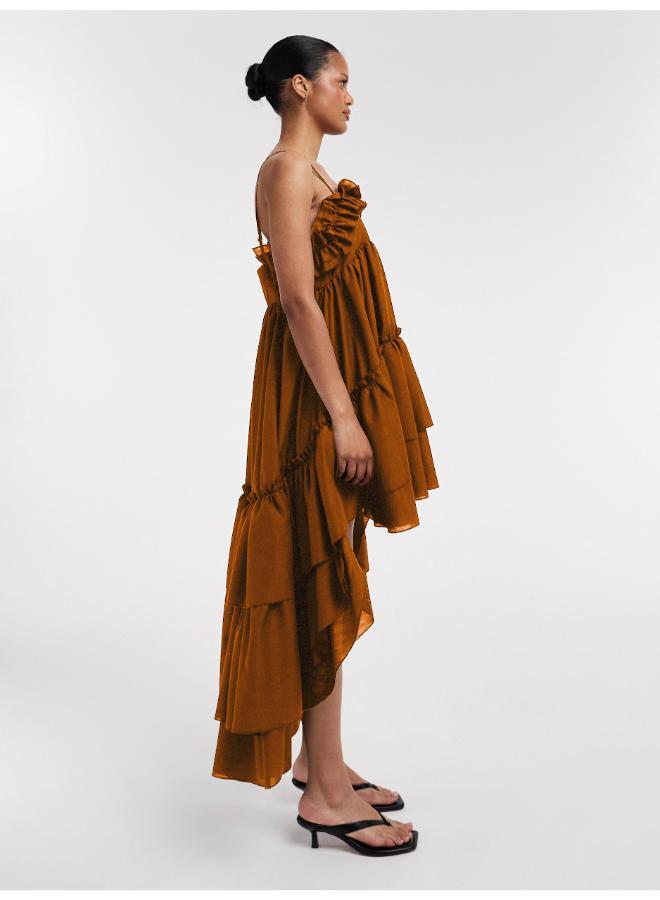 TOPSHOP Casual Sleeveless Frill Midi Dress - Image 3