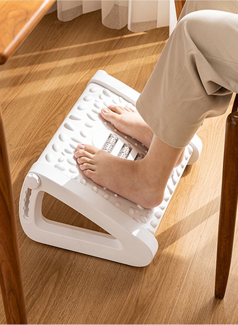 Arabest Under Desk Footrest, Adjustable Foot Rest with Massage Texture and Roller, Ergonomic Step Stool with 6 Height Position for Home, Office, School (White)  - Image 4