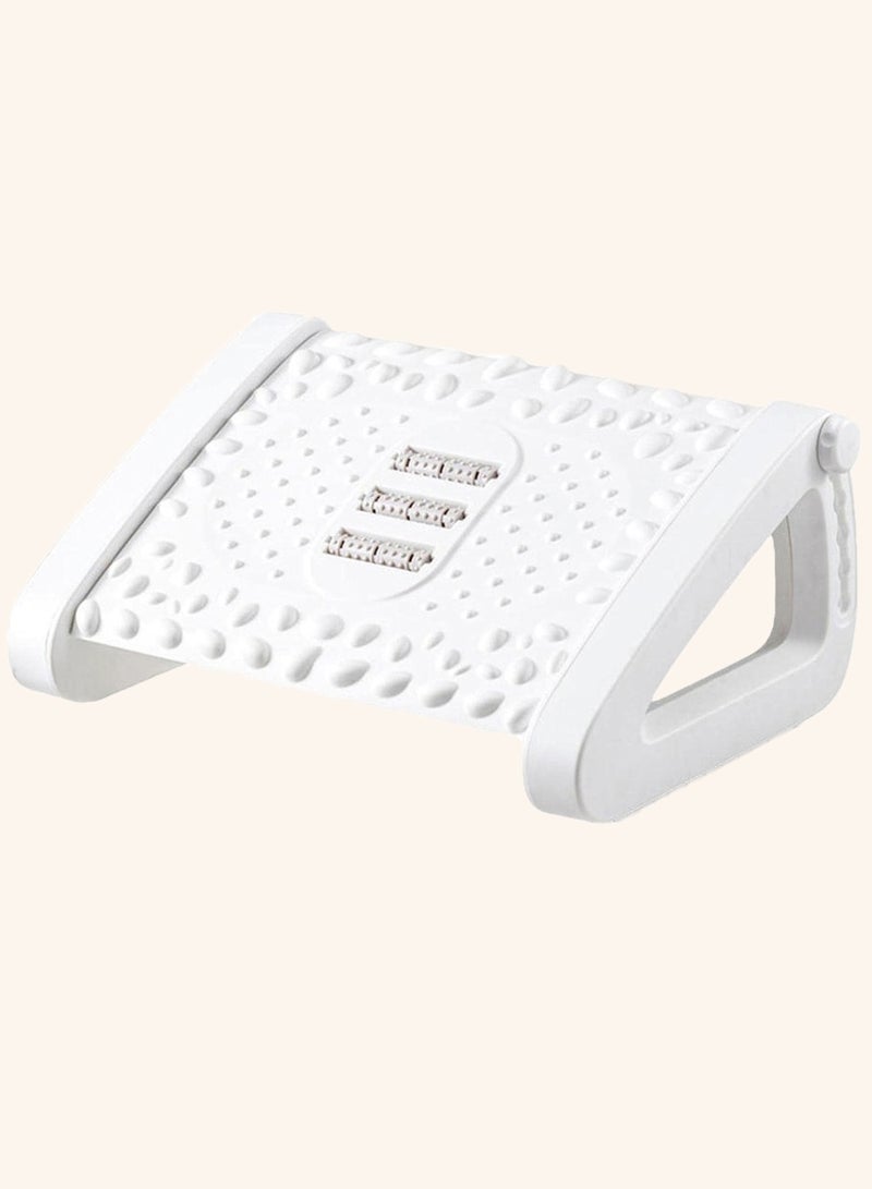 Arabest Under Desk Footrest, Adjustable Foot Rest with Massage Texture and Roller, Ergonomic Step Stool with 6 Height Position for Home, Office, School (White)  - Image 1