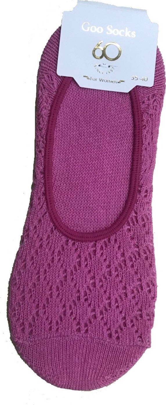 Goo Socks 12 Pairs Fuchsia Color Mesh Flat Shoes 