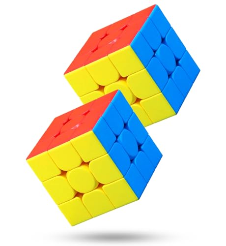 CFMOUR 2 Pack 3x3 Speed Cube Set Moyu Meilong 3C Stickerless Magic Cubes Bundle 3x3x3 Fast Smooth Turning Vivid Colour Puzzle Game Brain Toy for Kids and Adult - Image 1