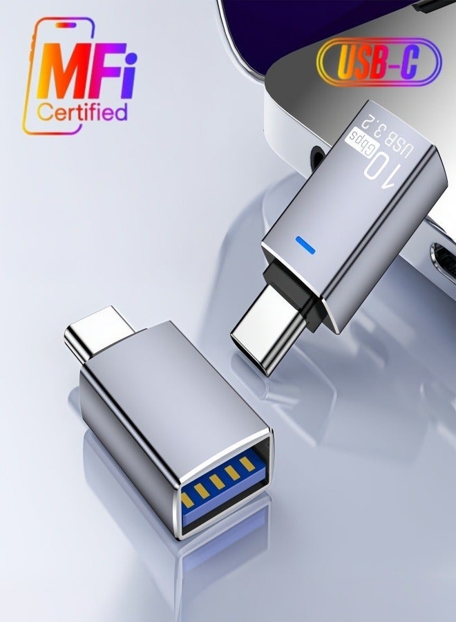 الصفحة الرئيسية محول USB-C إلى USB 3.2 (عبوة من قطعتين)، نقل بيانات عالي السرعة بسرعة 10 جيجابت في الثانية، محول USB-C ذكر إلى USB-A أنثى، متوافق مع سلسلة iPhone 17/16/15 و Samsung S24 Ultra و iPad و MacBook و Xiaomi و Honor والأجهزة اللوحية - Image 1