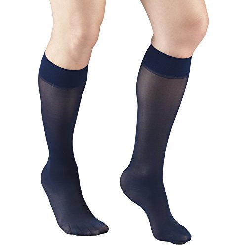 Truform Sheer Compression Stockings 815 mmHg Womens Knee High Length 20 Denier Navy Small