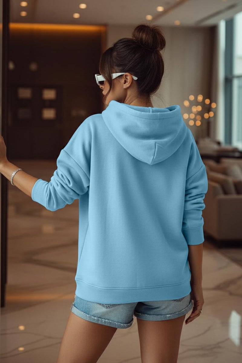 JUNEBERRY® Polycotton Spun Oversized Fit Drop Shoulder Hooded Sweatshirt Full Sleeves Front Graphic Printed Jumper Hoodie for Women (OS_JB_HD_FC_PB_XXL) - Image 4
