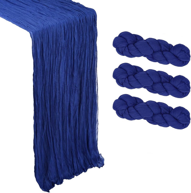 Levesica 3 Pack Royal Blue Cheesecloth Table Runner 10Ft Gauze Cheese Cloth Table Runner 35x120 Inch - Image 1